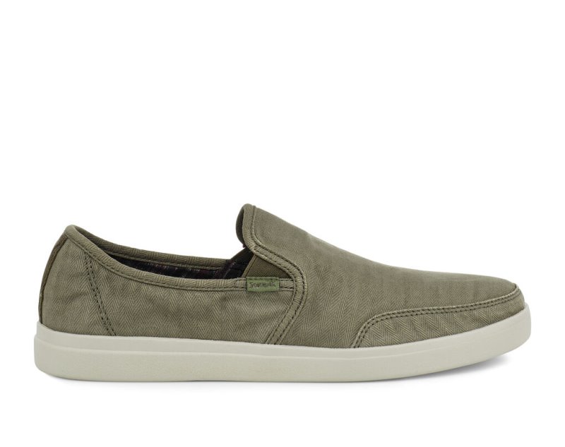 Sanuk Vagabond Slip On Sneaker Wash Vegan Men\'s Shoes Olive | Canada 196NWY